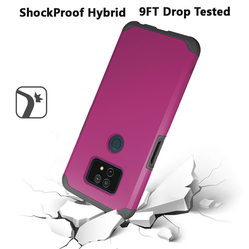 For Cricket Dream 5G Slim Shockproof Hybrid Dual Layer PC + TPU Armor Case Cover - Picture 42 of 65