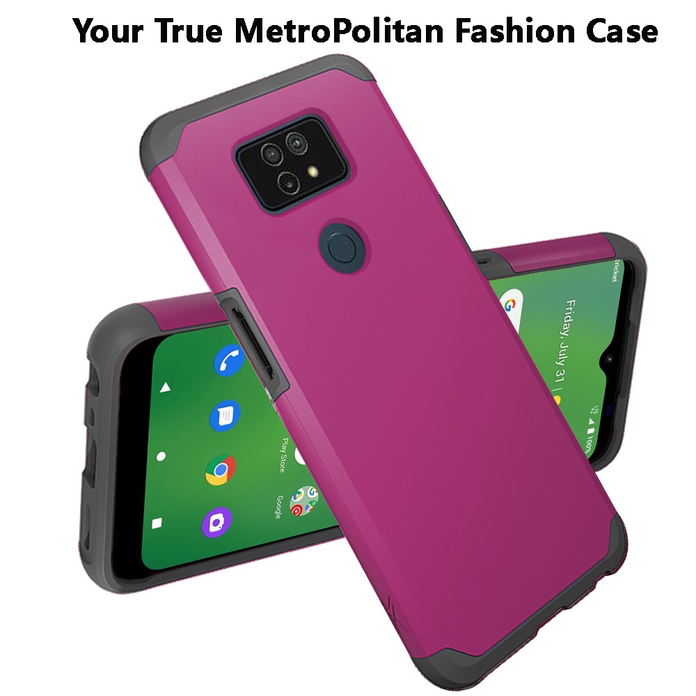 For Cricket Dream 5G Slim Shockproof Hybrid Dual Layer PC + TPU Armor Case Cover - Picture 45 of 65