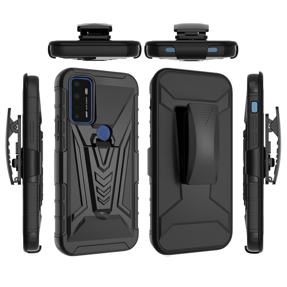 Funda híbrida con clip de cinturón giratorio para Cricket Dream 5G 3 en 1 - Imagen 10 de 29