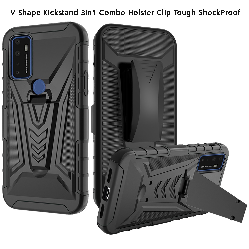 Funda híbrida con clip de cinturón giratorio para Cricket Dream 5G 3 en 1 - Imagen 11 de 29
