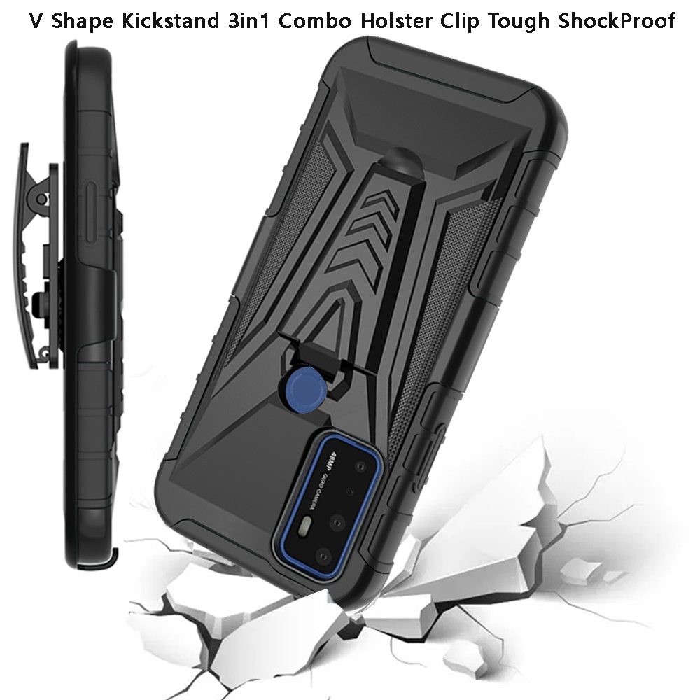 Funda híbrida con clip de cinturón giratorio para Cricket Dream 5G 3 en 1 - Imagen 12 de 29
