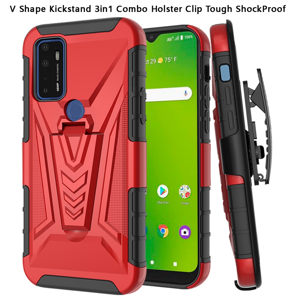 Funda híbrida con clip de cinturón giratorio para Cricket Dream 5G 3 en 1 - Imagen 23 de 29