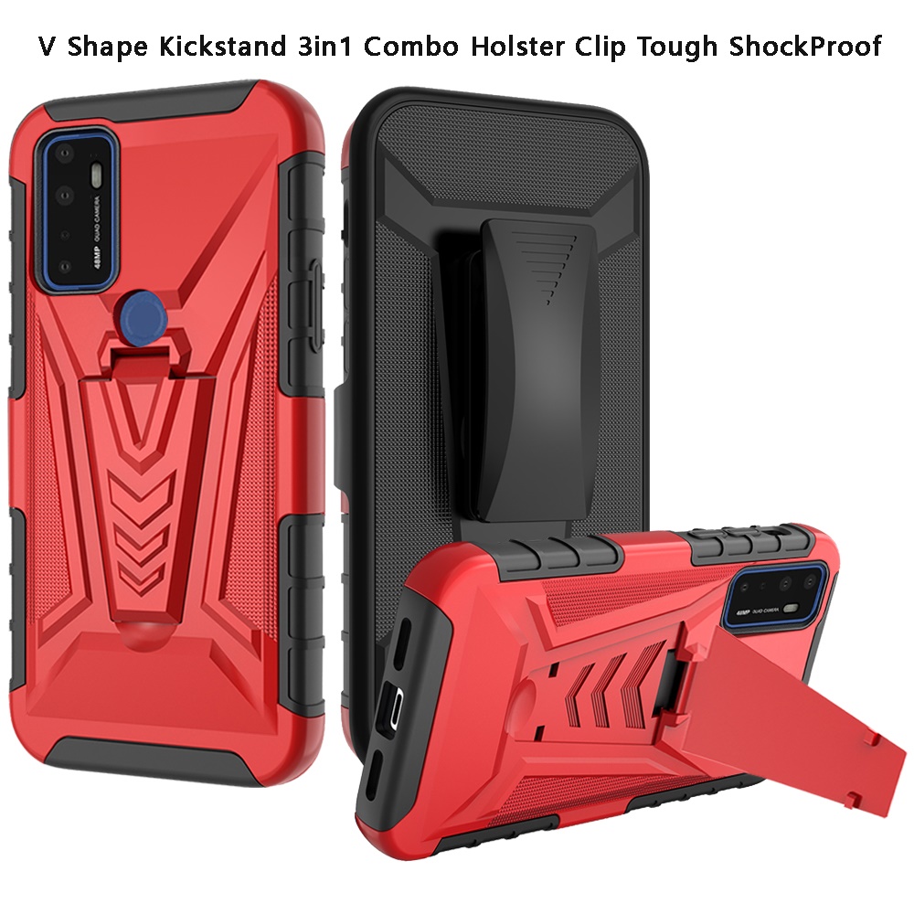 Funda híbrida con clip de cinturón giratorio para Cricket Dream 5G 3 en 1 - Imagen 26 de 29