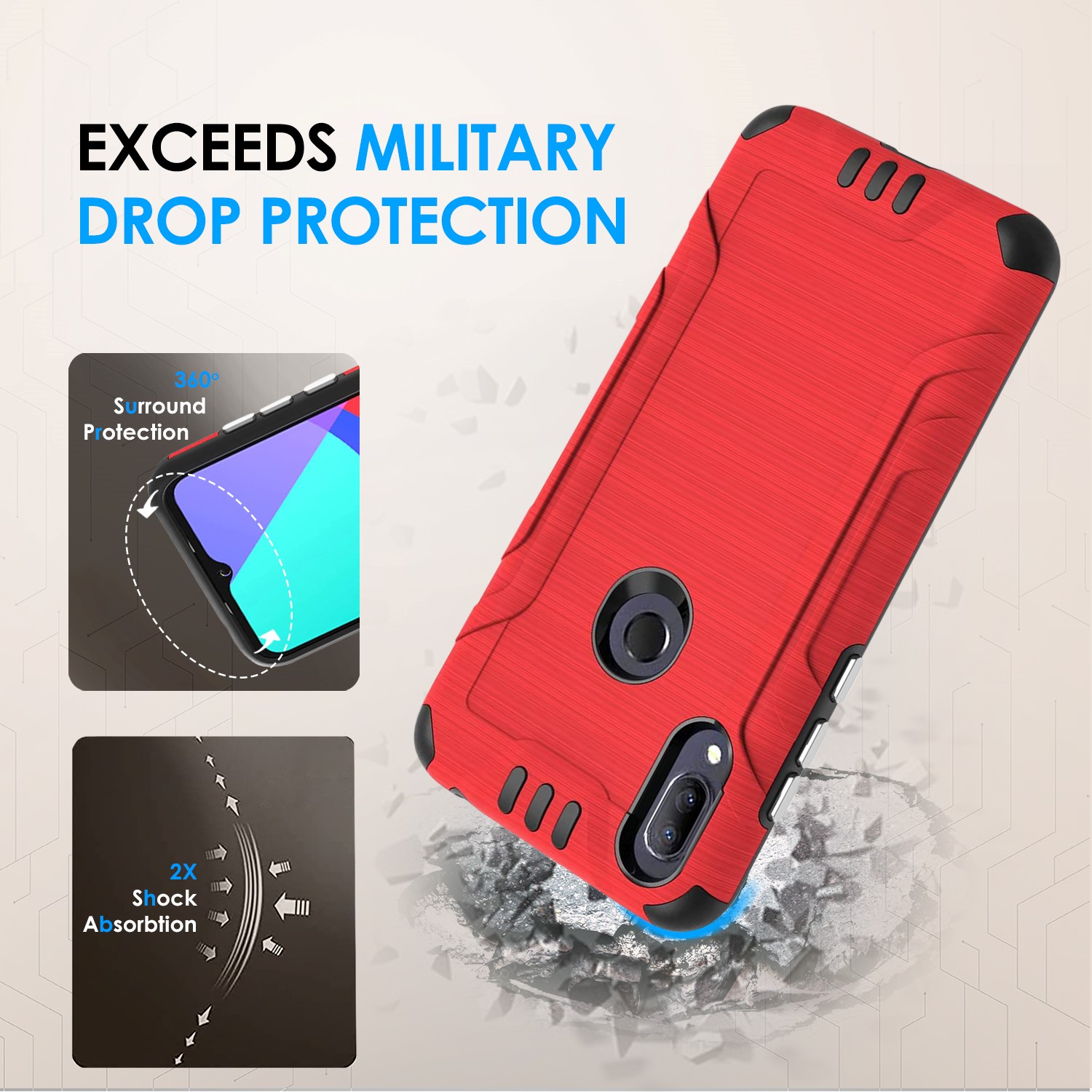For Samsung Galaxy A15 5G Hybrid Dual Layer Slim Brush Texture TPU Case Cover - 第 10/83 張圖片