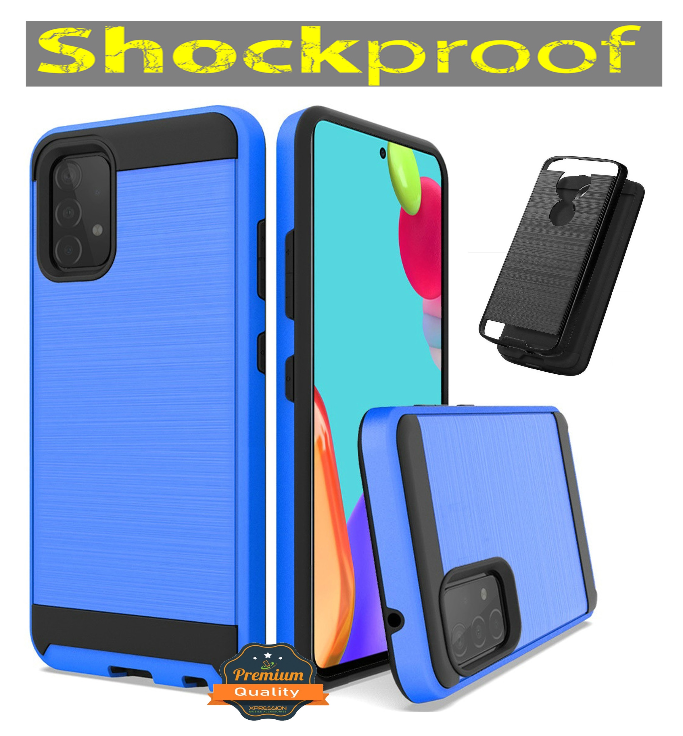 Funda cepillada resistente híbrida de poliuretano termoplástico + cubierta a prueba de golpes para PC para Samsung Galaxy A52 5G - Imagen 18 de 49