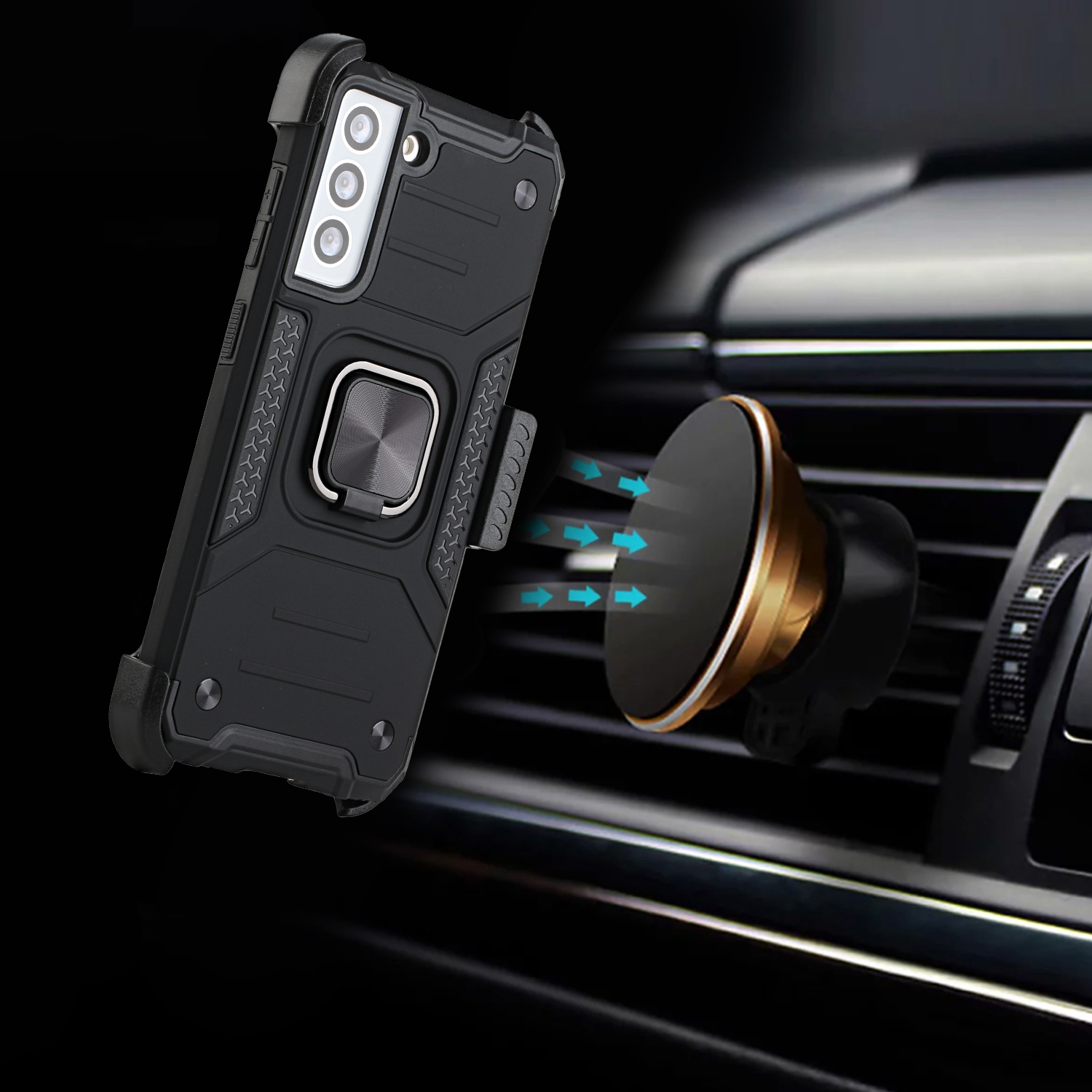 Für Samsung Galaxy S21 FE Fan Edition Holster Armor Hybrid Ring Ständer Hülle Cover - Bild 13 von 25