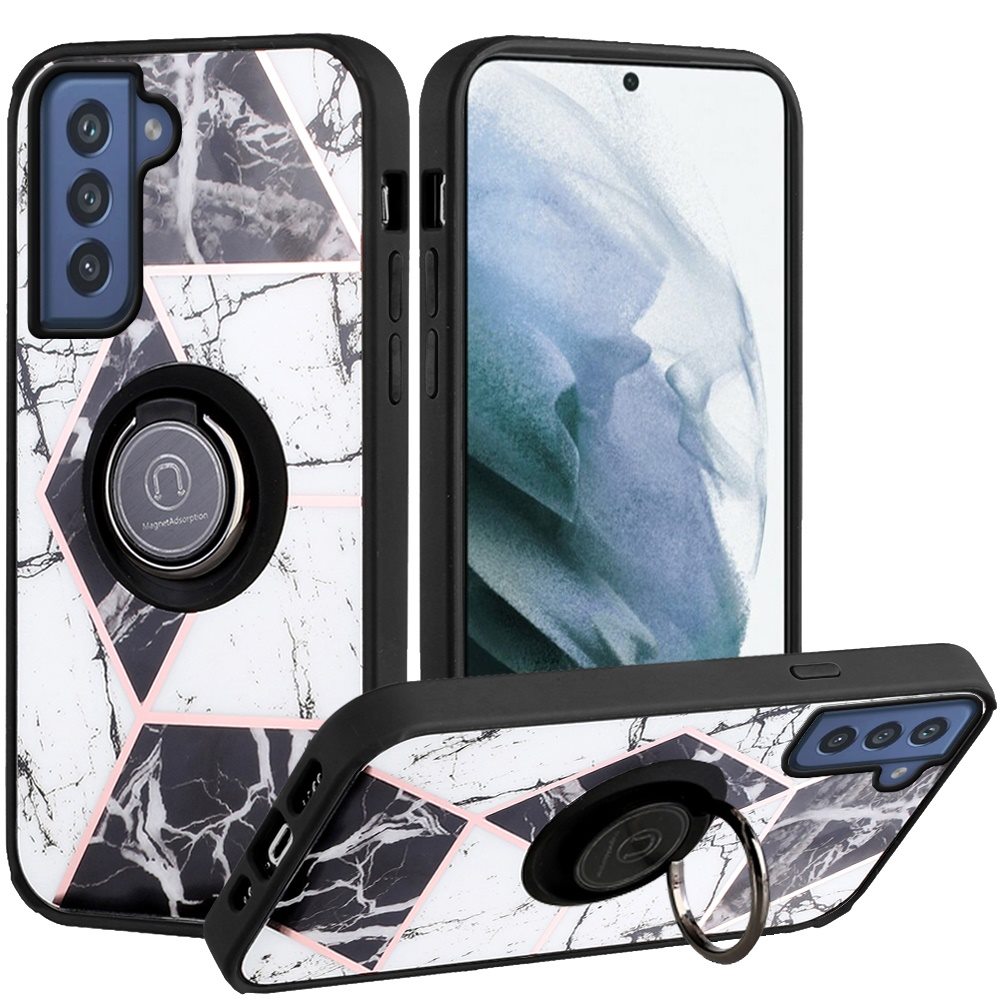 For Samsung Galaxy S21 FE Fan Edition Marble Design Ring Stand Hybrid Case Cover - Picture 21 of 83