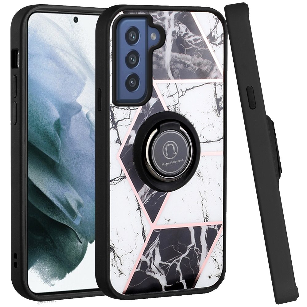 For Samsung Galaxy S21 FE Fan Edition Marble Design Ring Stand Hybrid Case Cover - Picture 20 of 83