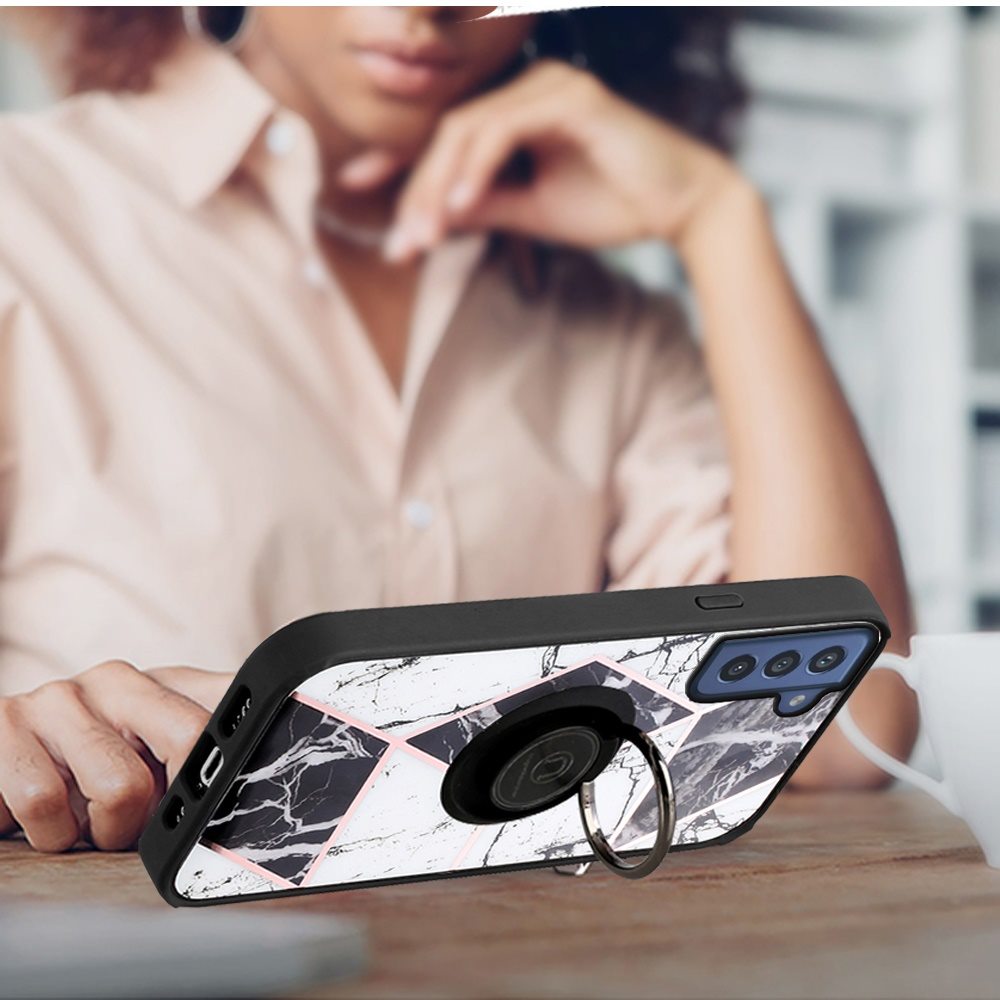 For Samsung Galaxy S21 FE Fan Edition Marble Design Ring Stand Hybrid Case Cover - Picture 23 of 83