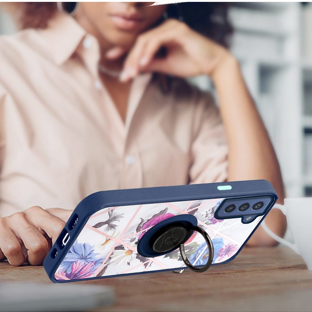 For Samsung Galaxy S21 FE Fan Edition Marble Design Ring Stand Hybrid Case Cover - Picture 41 of 83
