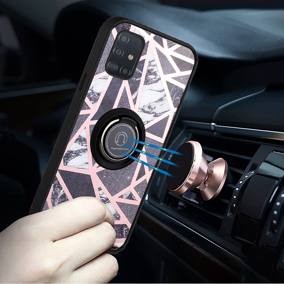 For Samsung Galaxy S21 FE Fan Edition Marble Design Ring Stand Hybrid Case Cover - Picture 55 of 83