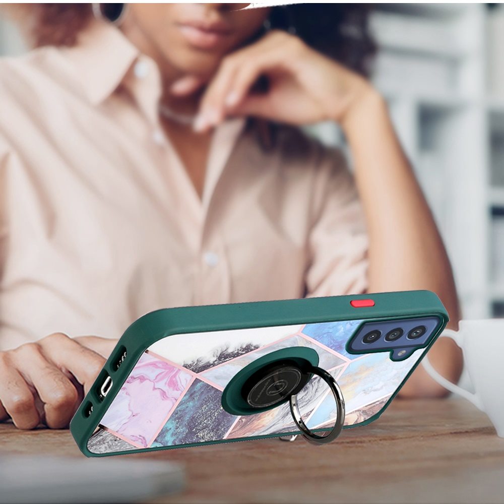 For Samsung Galaxy S21 FE Fan Edition Marble Design Ring Stand Hybrid Case Cover - Picture 59 of 83