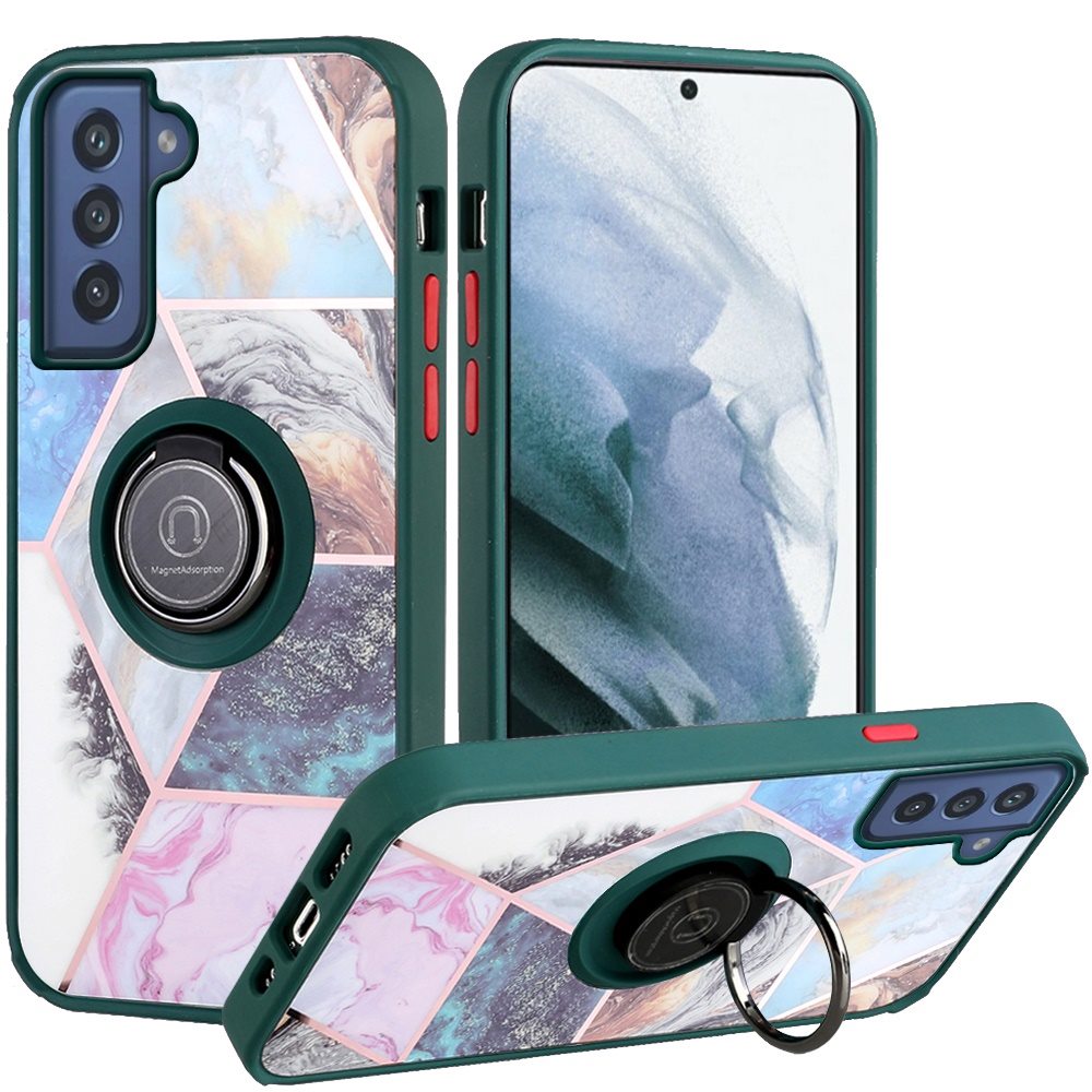 For Samsung Galaxy S21 FE Fan Edition Marble Design Ring Stand Hybrid Case Cover - Picture 57 of 83