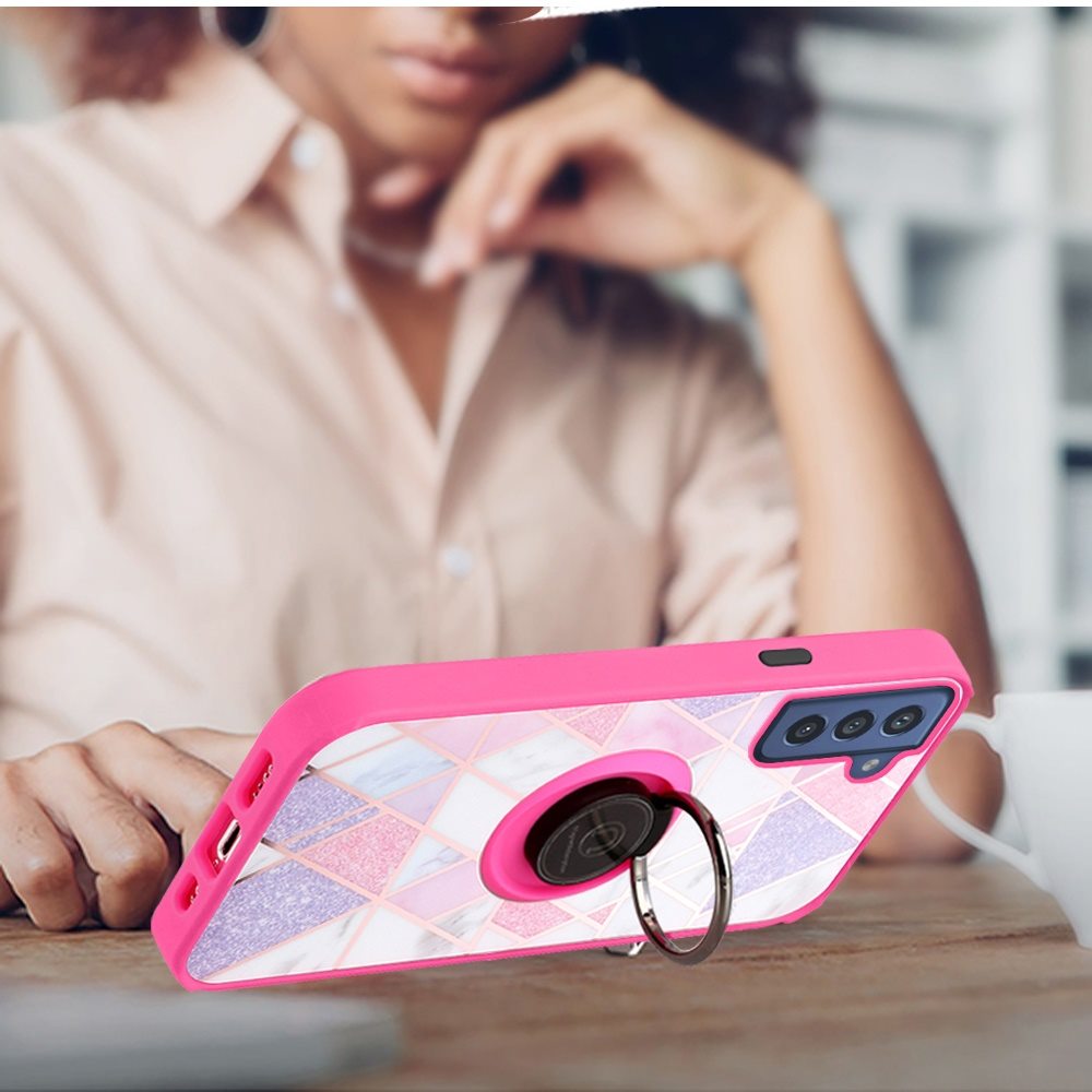 For Samsung Galaxy S21 FE Fan Edition Marble Design Ring Stand Hybrid Case Cover - Picture 68 of 83