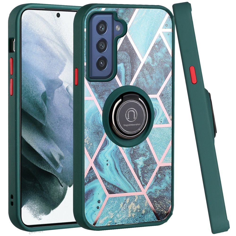 For Samsung Galaxy S21 FE Fan Edition Marble Design Ring Stand Hybrid Case Cover - Picture 74 of 83