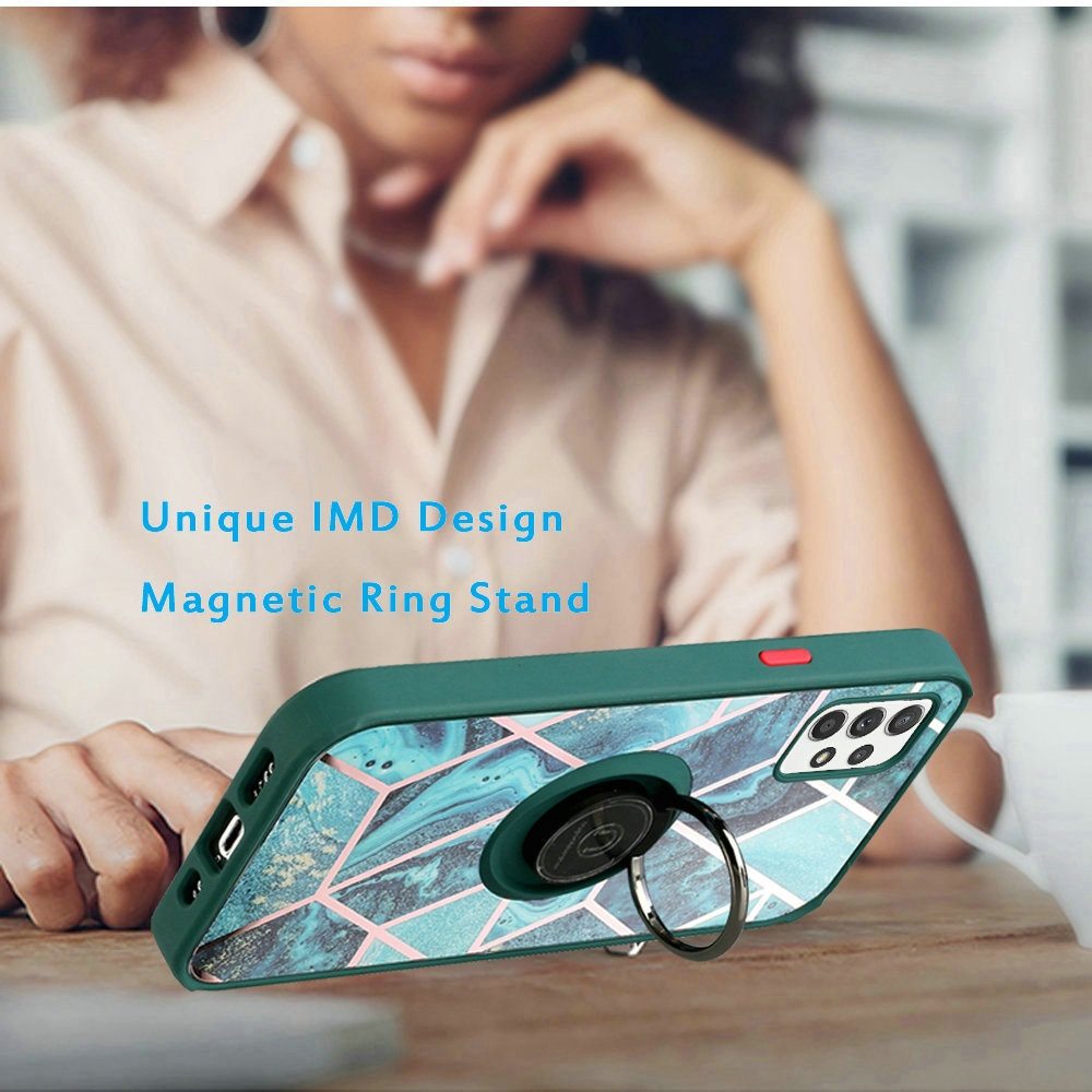 For Samsung Galaxy S21 FE Fan Edition Marble Design Ring Stand Hybrid Case Cover - Picture 80 of 83