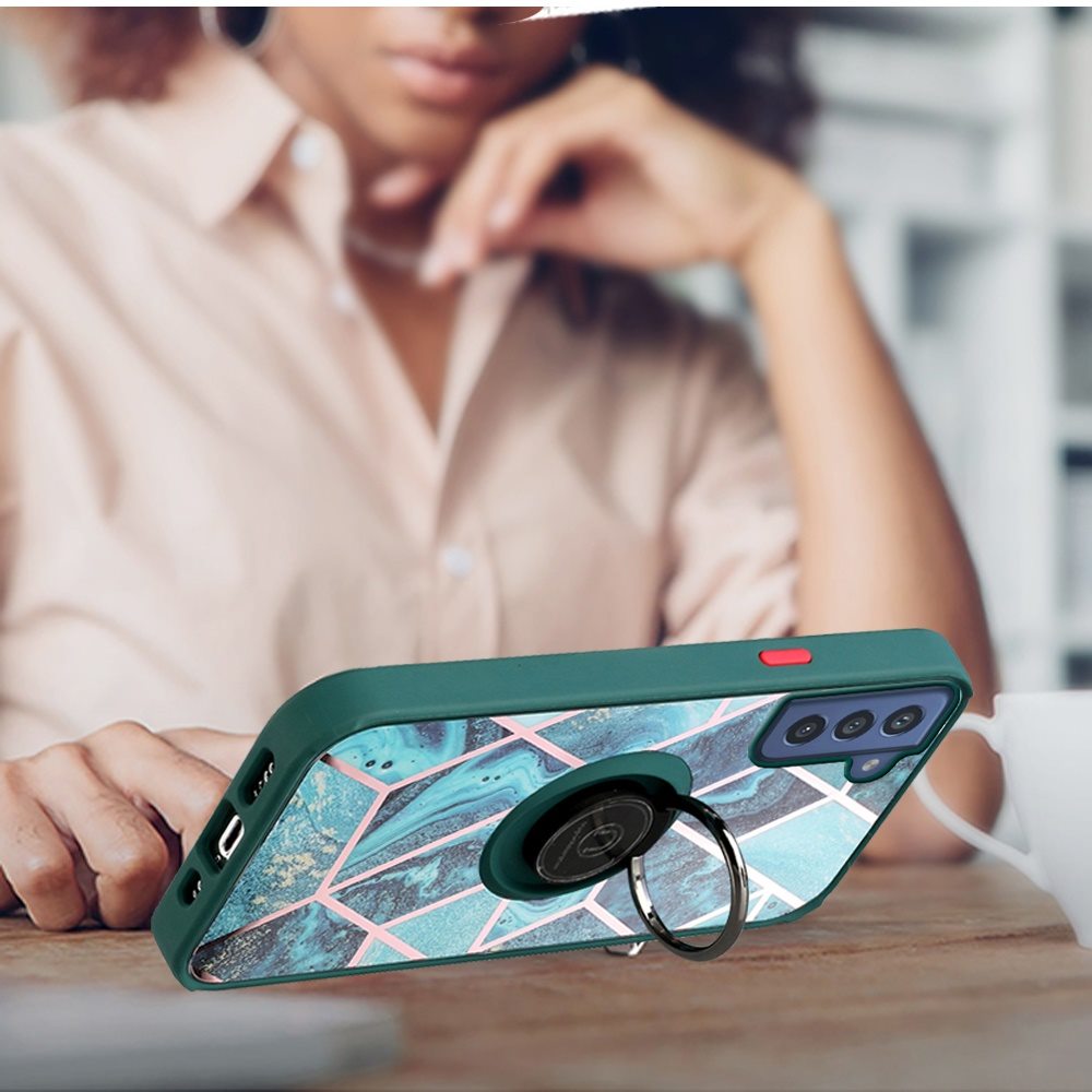 For Samsung Galaxy S21 FE Fan Edition Marble Design Ring Stand Hybrid Case Cover - Picture 77 of 83