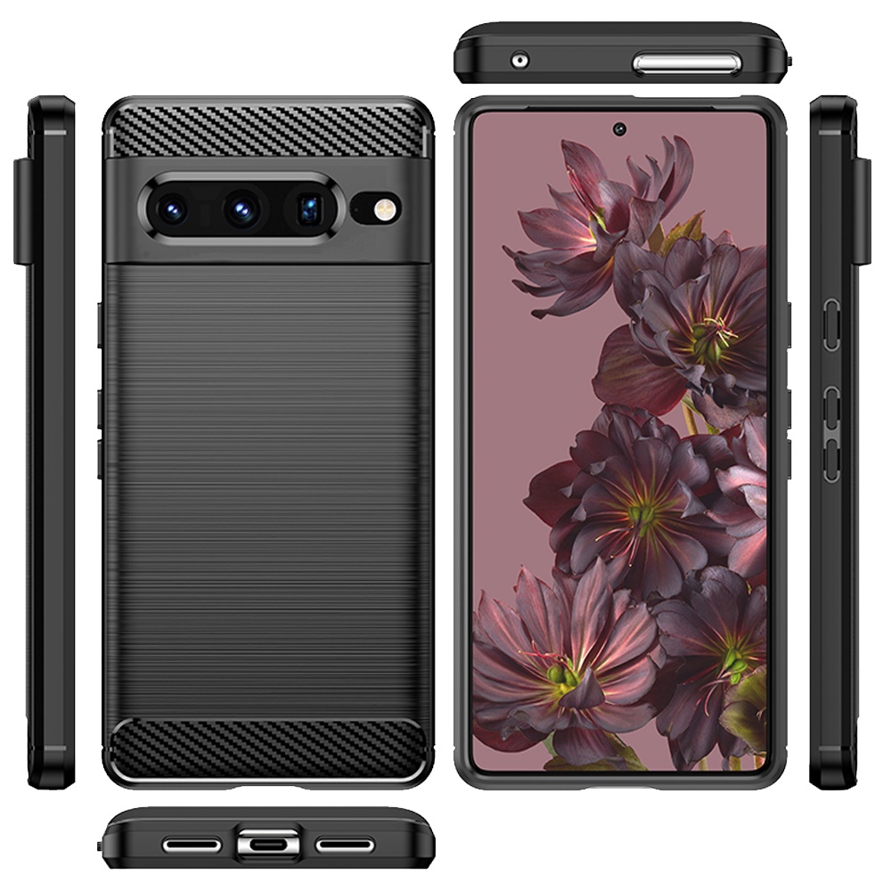 For Google Pixel 7/7 Pro Carbon Fiber Silicone Rubber Brushed Texture Case Cover - Picture 12 of 37