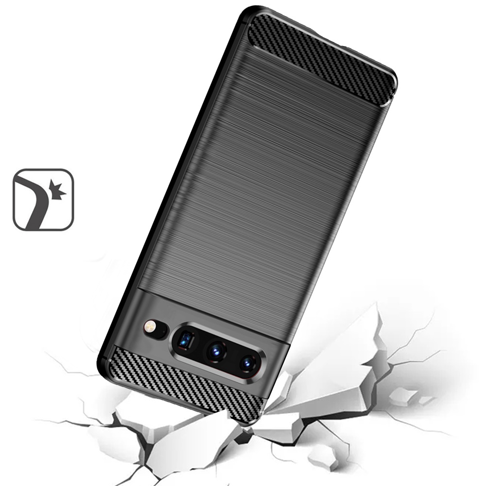 For Google Pixel 7/7 Pro Carbon Fiber Silicone Rubber Brushed Texture Case Cover - Picture 13 of 37