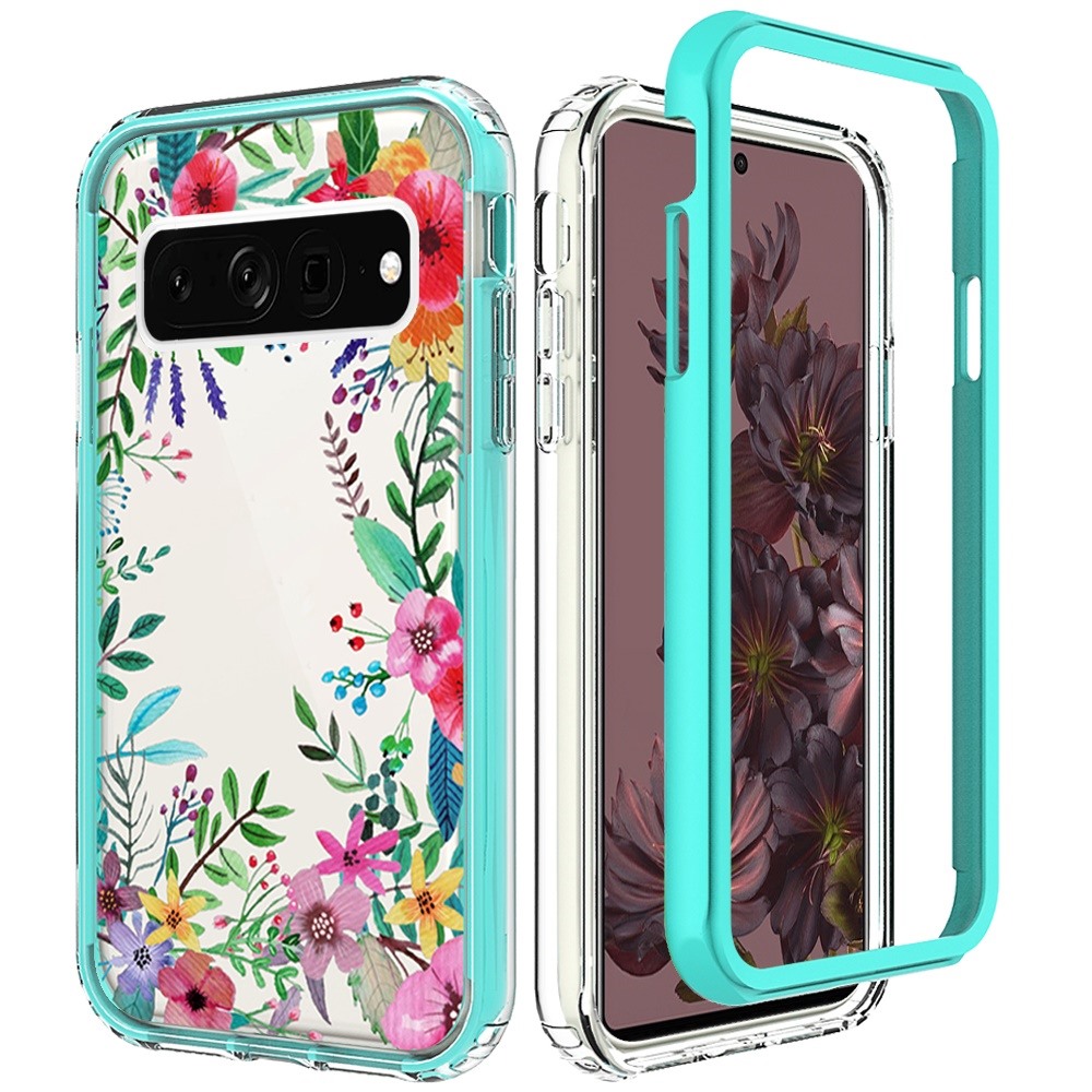 For Google Pixel 7 Floral Design Hybrid Armor Hard Rubber TPU Frame Case Cover - Picture 11 of 40