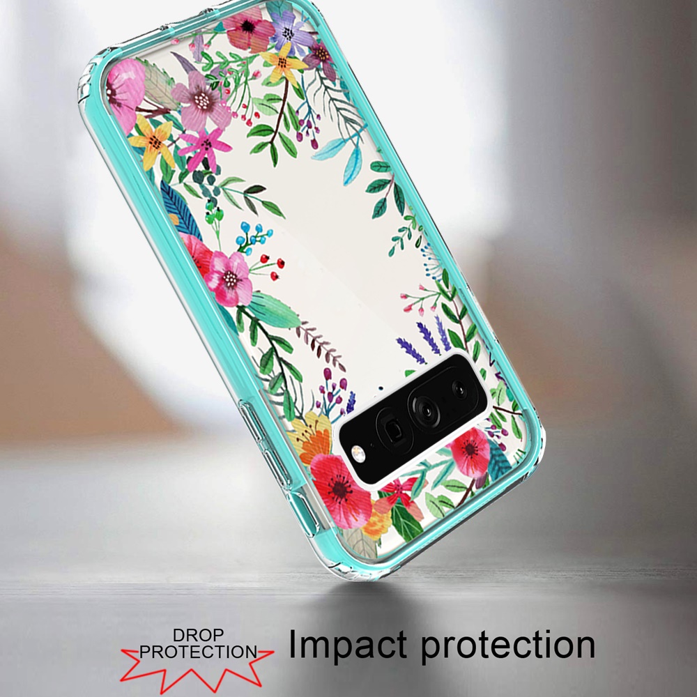 For Google Pixel 7 Floral Design Hybrid Armor Hard Rubber TPU Frame Case Cover - Picture 13 of 40