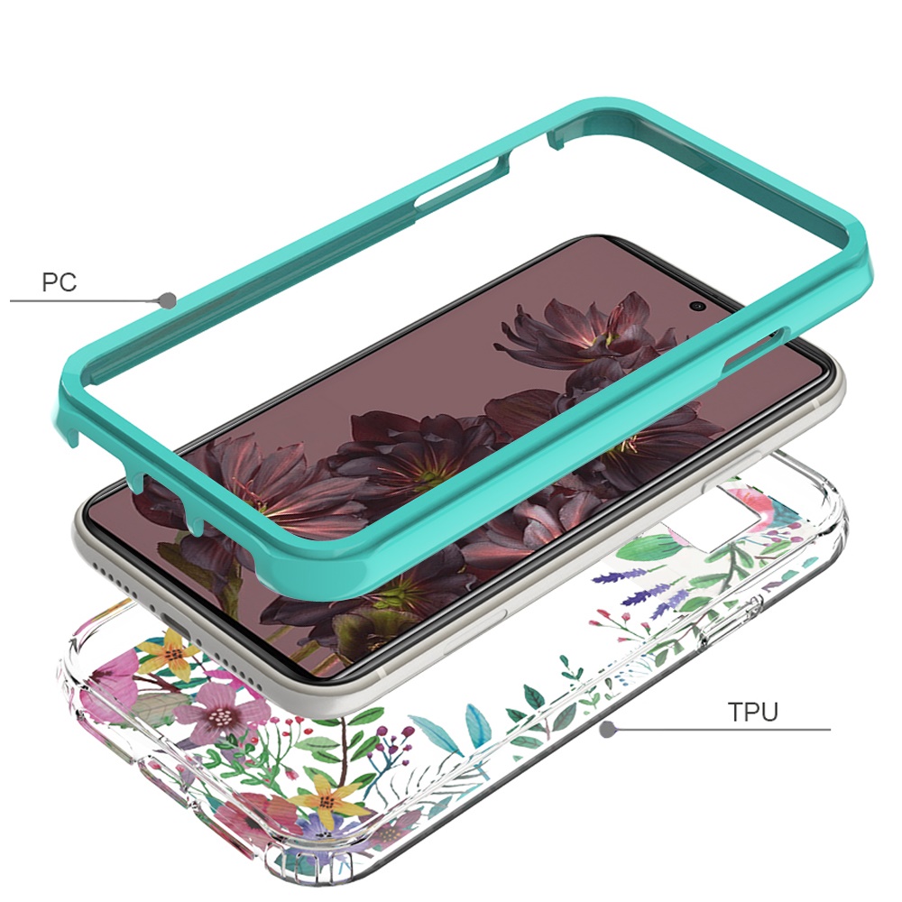 For Google Pixel 7 Floral Design Hybrid Armor Hard Rubber TPU Frame Case Cover - Picture 14 of 40
