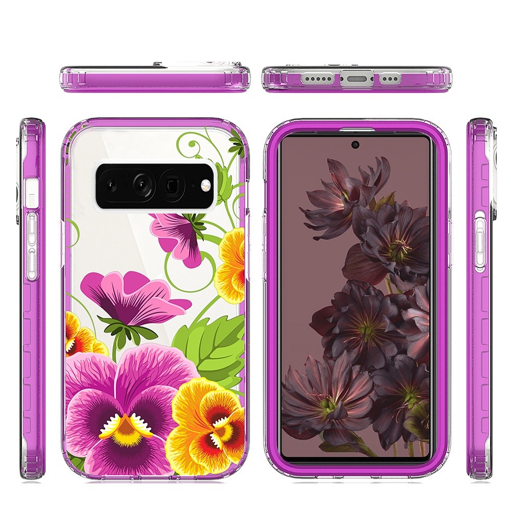 For Google Pixel 7 Floral Design Hybrid Armor Hard Rubber TPU Frame Case Cover - Picture 22 of 40