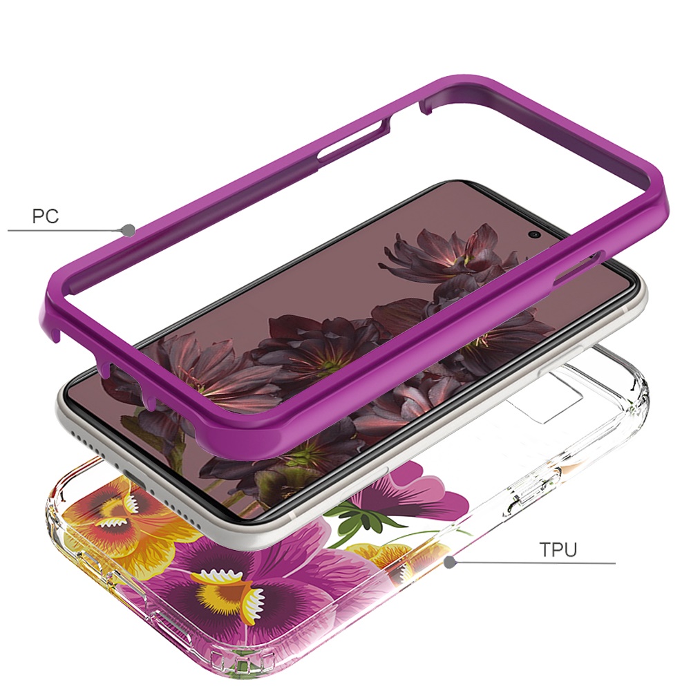 For Google Pixel 7 Floral Design Hybrid Armor Hard Rubber TPU Frame Case Cover - Picture 24 of 40