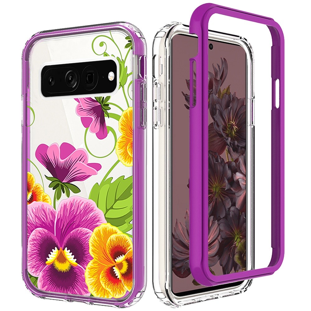 For Google Pixel 7 Floral Design Hybrid Armor Hard Rubber TPU Frame Case Cover - Picture 21 of 40