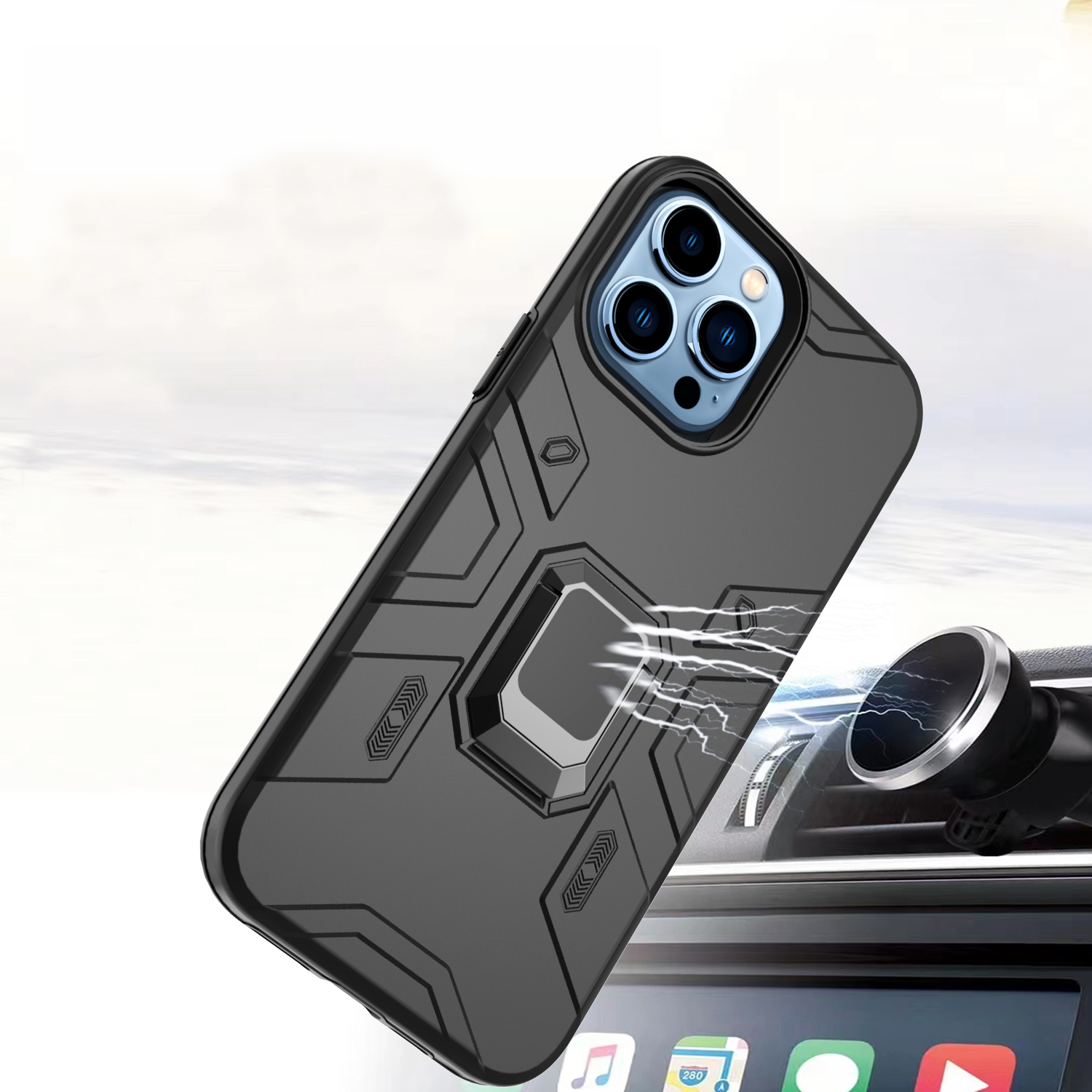 For Apple iPhone 11 6.1" Slim Rugged Hybrid with Magnetic Ring Stand Case Cover - Picture 12 of 32