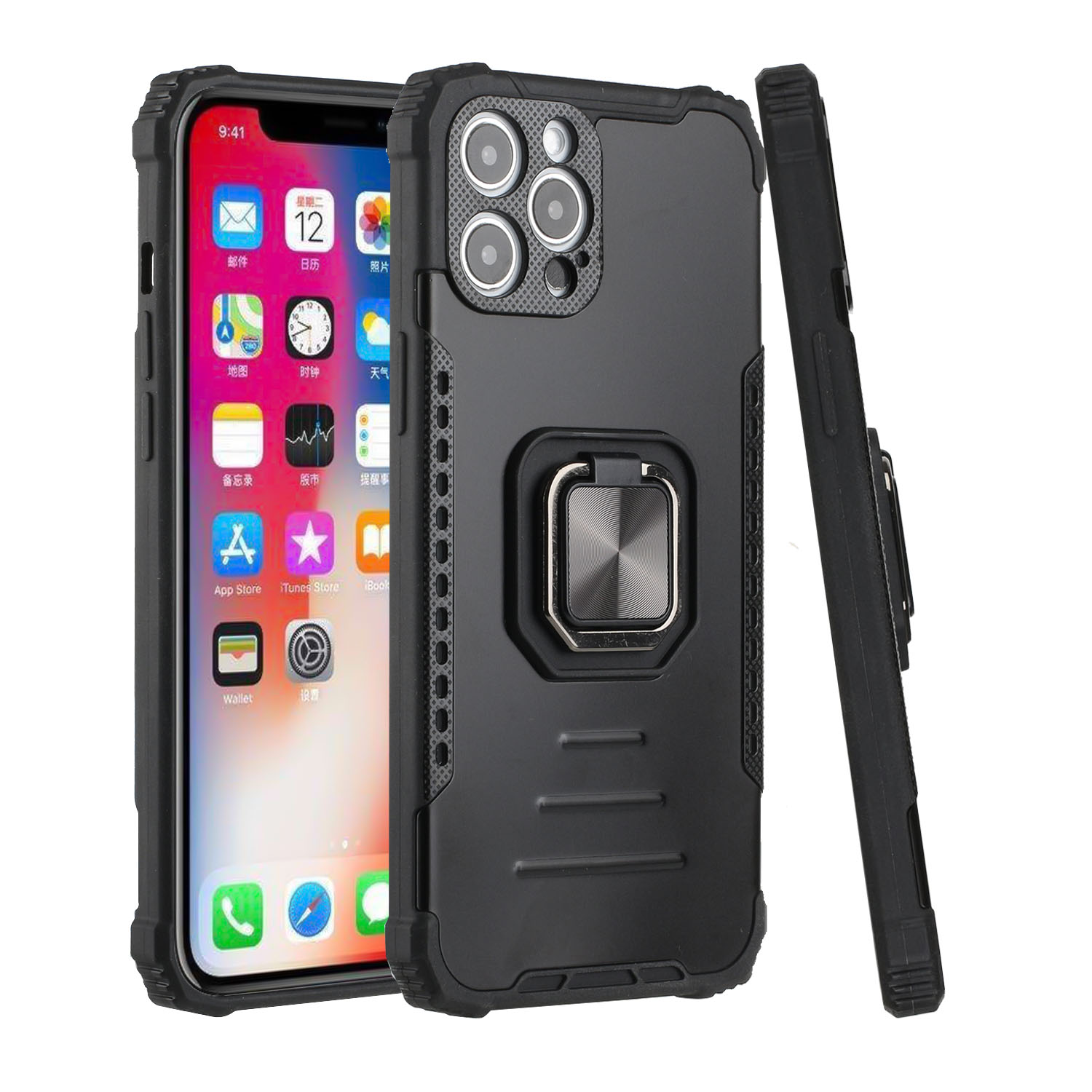 For Apple iPhone 11 Hybrid Stand Magnetic Ring Kickstand Shock Armor Case Cover - Picture 13 of 37