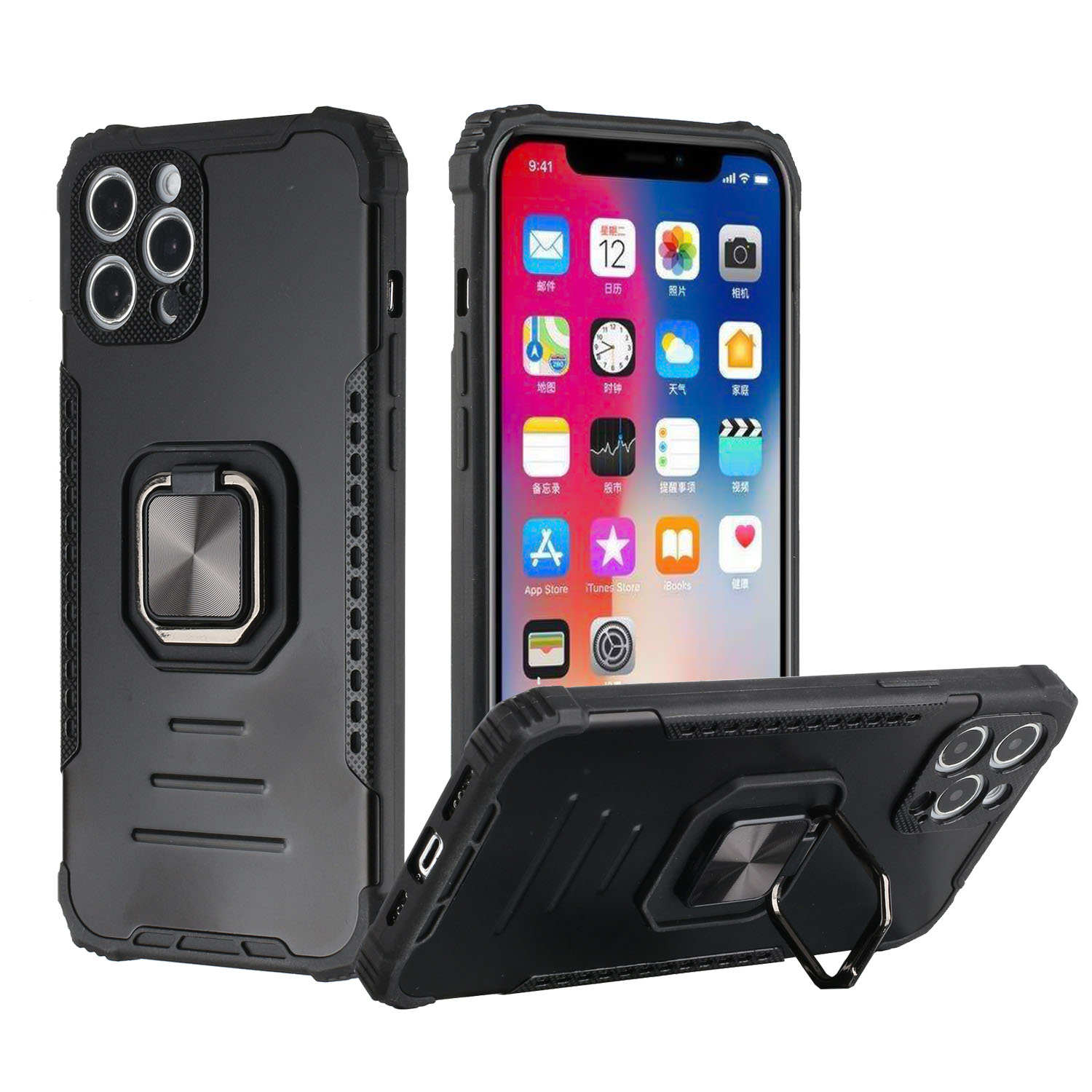 For Apple iPhone 11 Hybrid Stand Magnetic Ring Kickstand Shock Armor Case Cover - Picture 12 of 37
