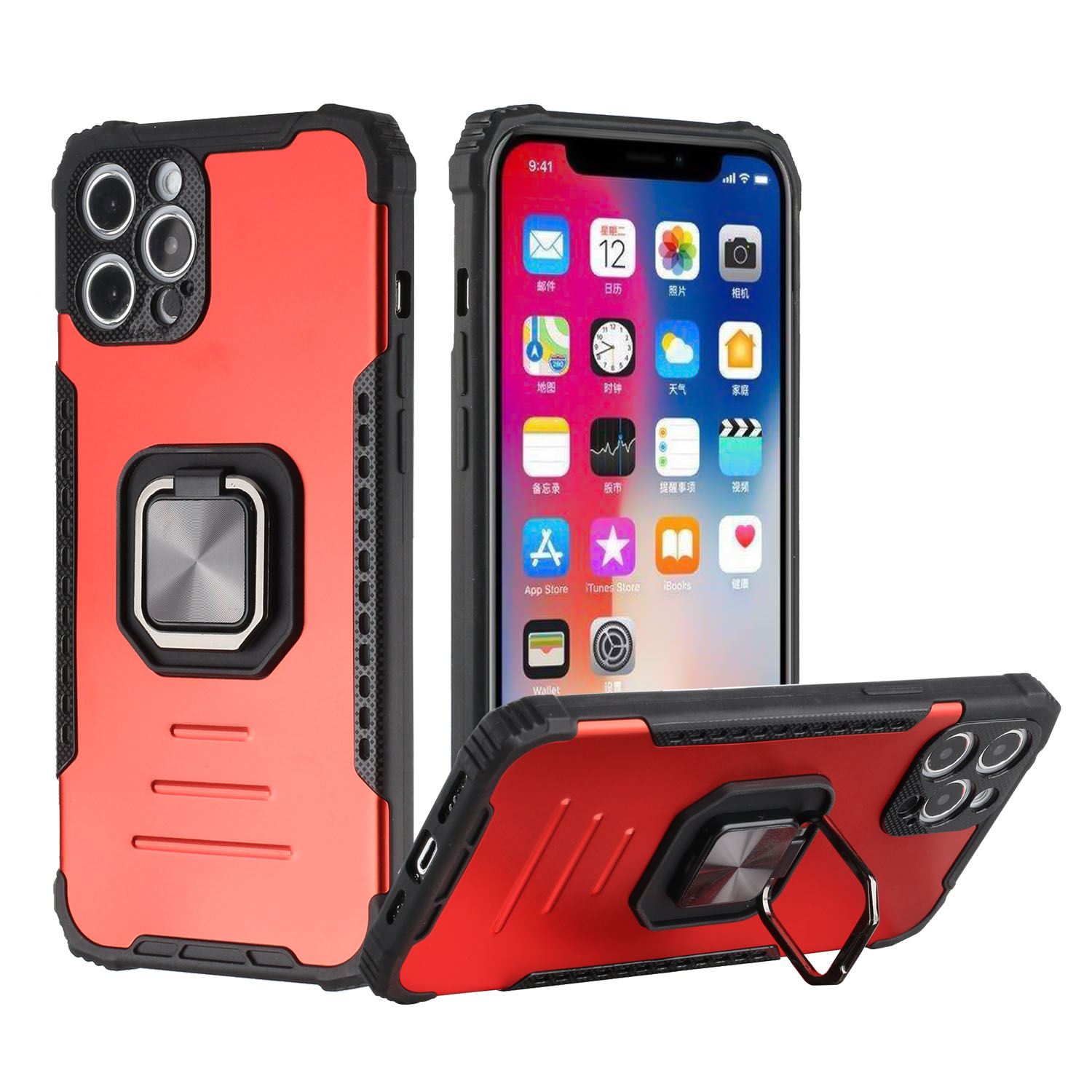 For Apple iPhone 11 Hybrid Stand Magnetic Ring Kickstand Shock Armor Case Cover - Picture 30 of 37