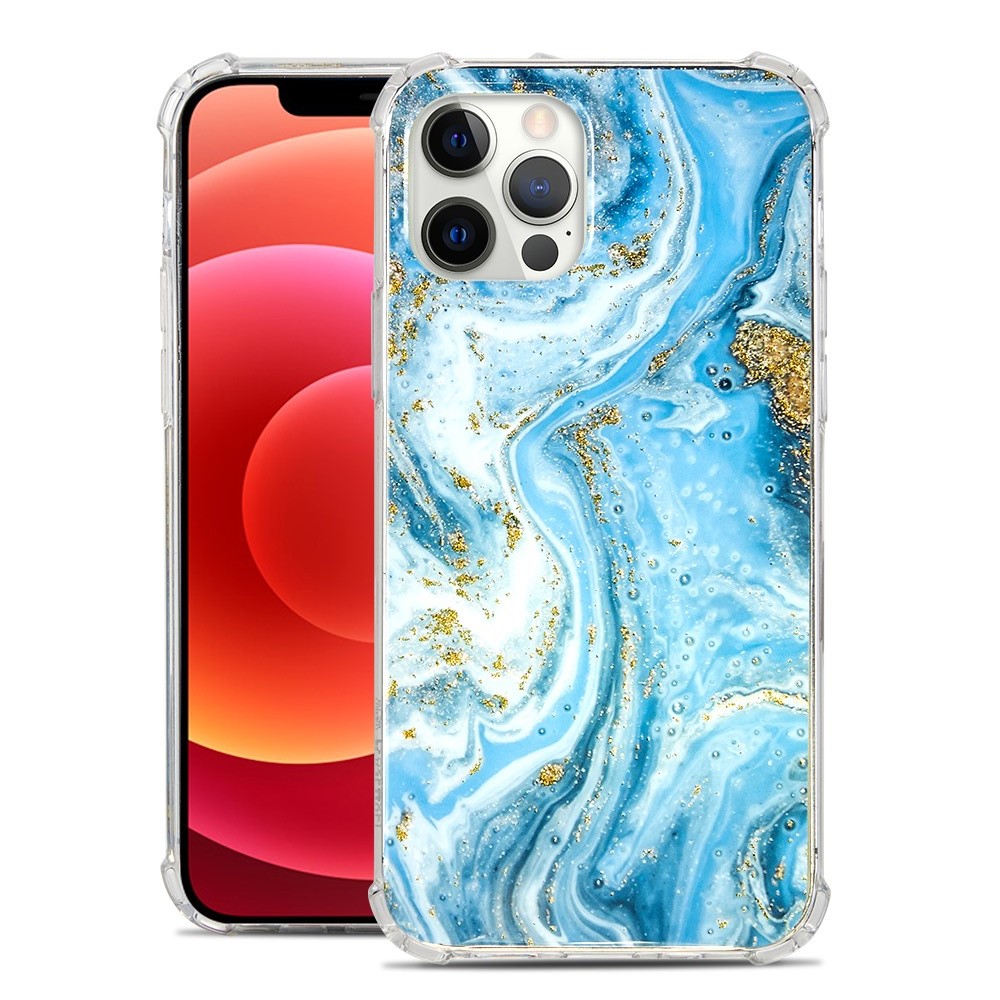 Funda protectora híbrida transparente de poliuretano termoplástico transparente con diseño de mármol brillante para Apple iPhone 12 /Pro Max - Imagen 6 de 28
