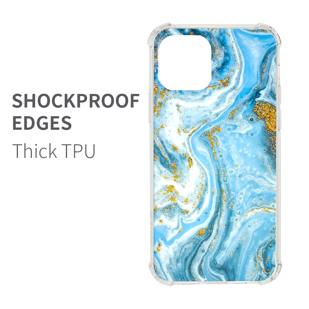 Funda protectora híbrida transparente de poliuretano termoplástico transparente con diseño de mármol brillante para Apple iPhone 12 /Pro Max - Imagen 7 de 28