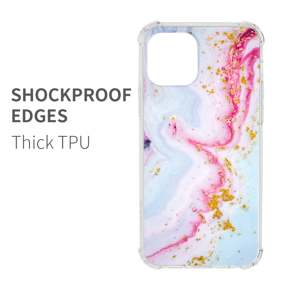 Funda protectora híbrida transparente de poliuretano termoplástico transparente con diseño de mármol brillante para Apple iPhone 12 /Pro Max - Imagen 13 de 28