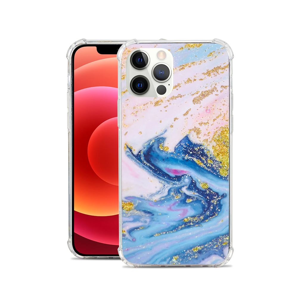Funda protectora híbrida transparente de poliuretano termoplástico transparente con diseño de mármol brillante para Apple iPhone 12 /Pro Max - Imagen 15 de 28