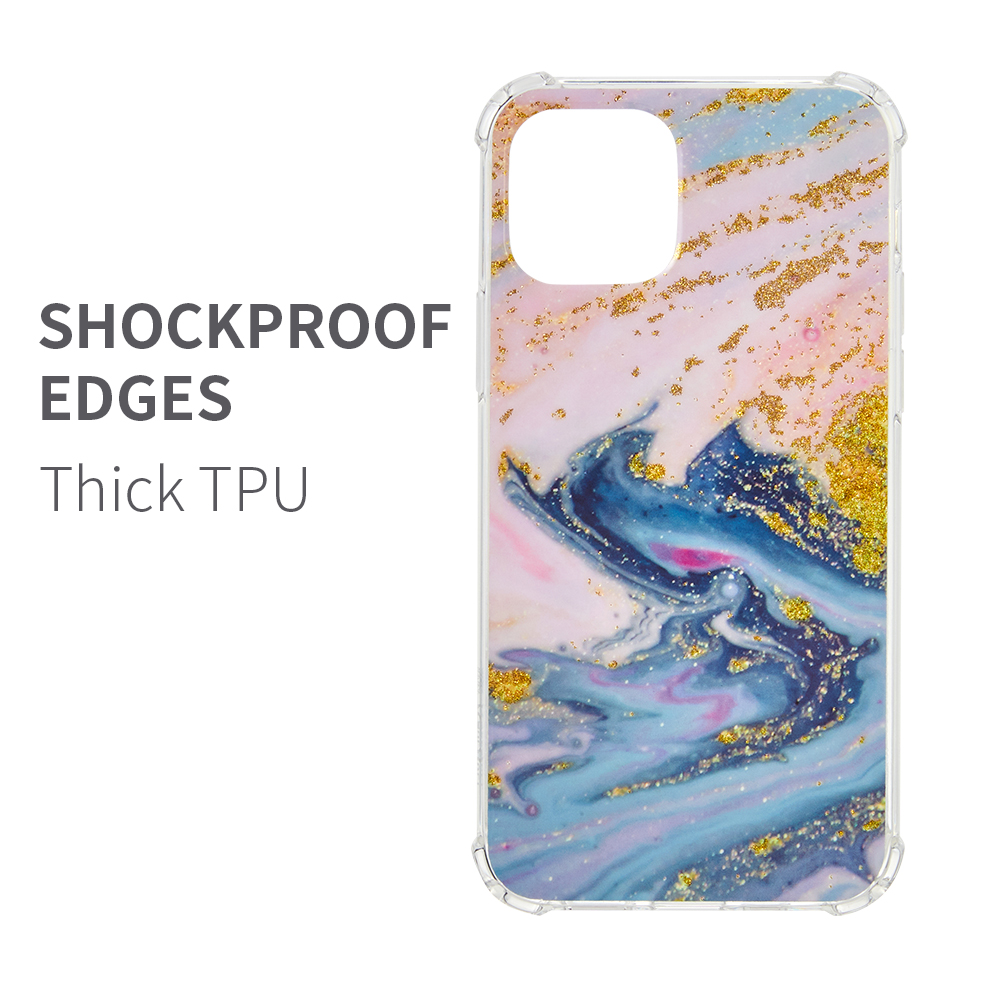 Funda protectora híbrida transparente de poliuretano termoplástico transparente con diseño de mármol brillante para Apple iPhone 12 /Pro Max - Imagen 16 de 28