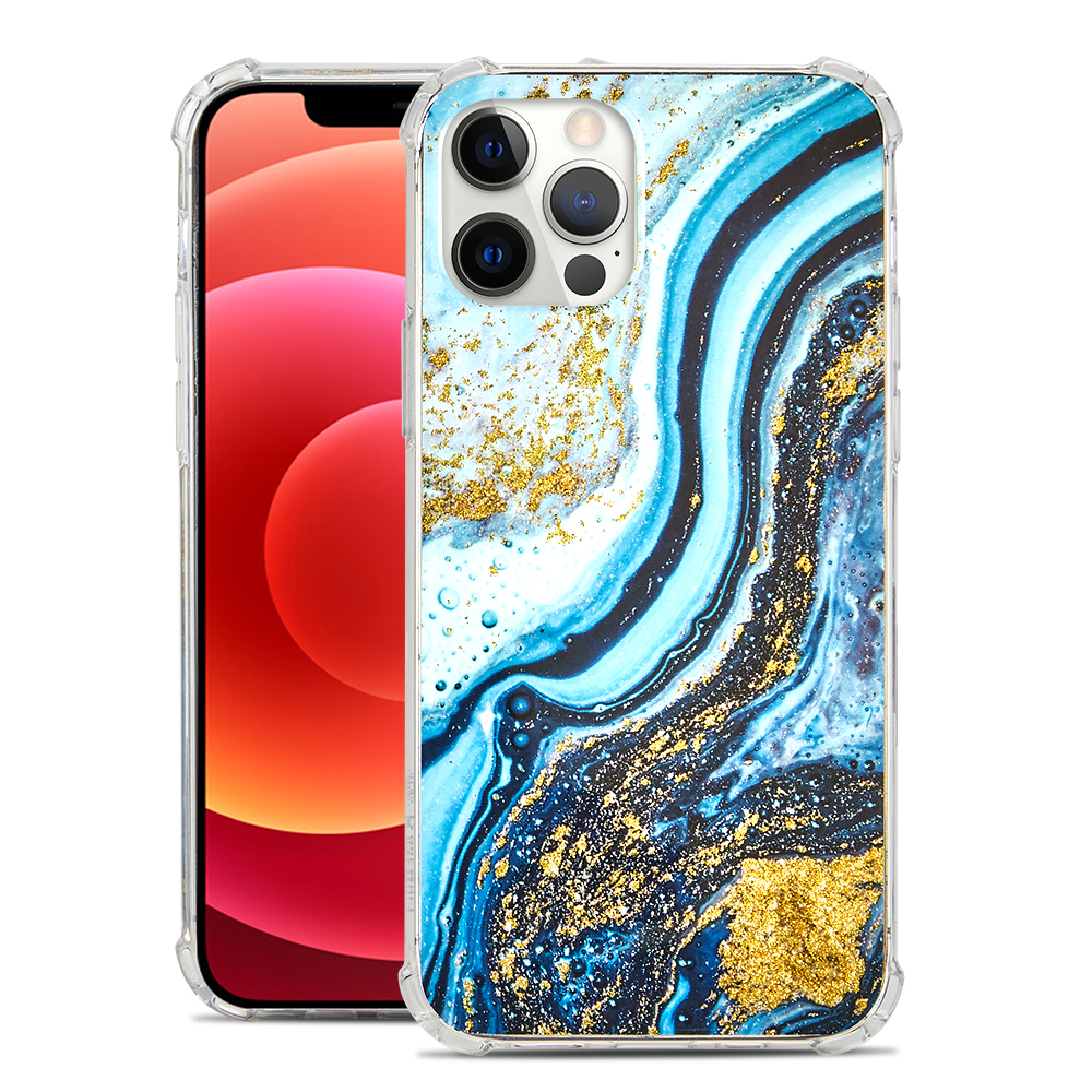 Funda protectora híbrida transparente de poliuretano termoplástico transparente con diseño de mármol brillante para Apple iPhone 12 /Pro Max - Imagen 18 de 28