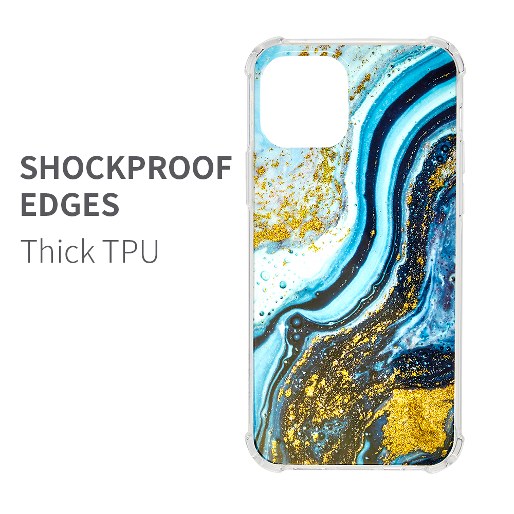 Funda protectora híbrida transparente de poliuretano termoplástico transparente con diseño de mármol brillante para Apple iPhone 12 /Pro Max - Imagen 19 de 28