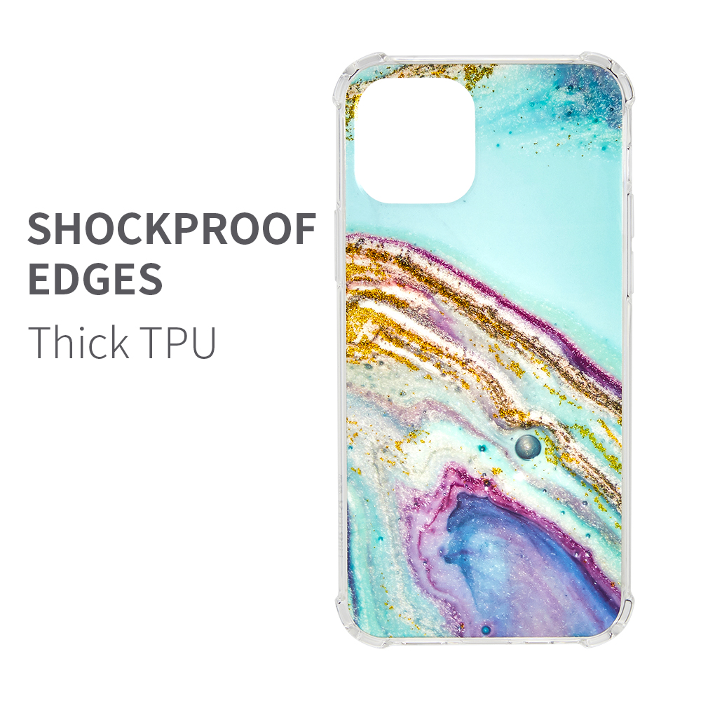 Funda protectora híbrida transparente de poliuretano termoplástico transparente con diseño de mármol brillante para Apple iPhone 12 /Pro Max - Imagen 22 de 28