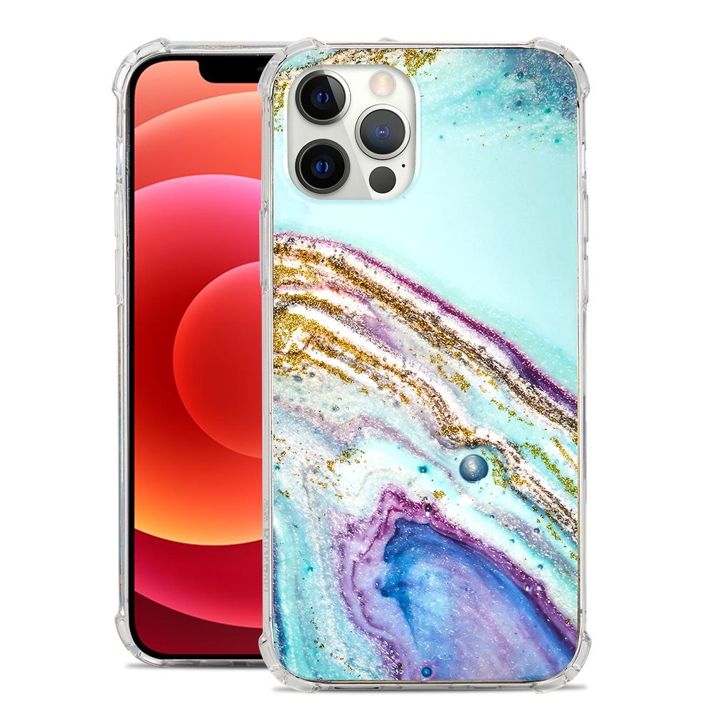 Funda protectora híbrida transparente de poliuretano termoplástico transparente con diseño de mármol brillante para Apple iPhone 12 /Pro Max - Imagen 21 de 28