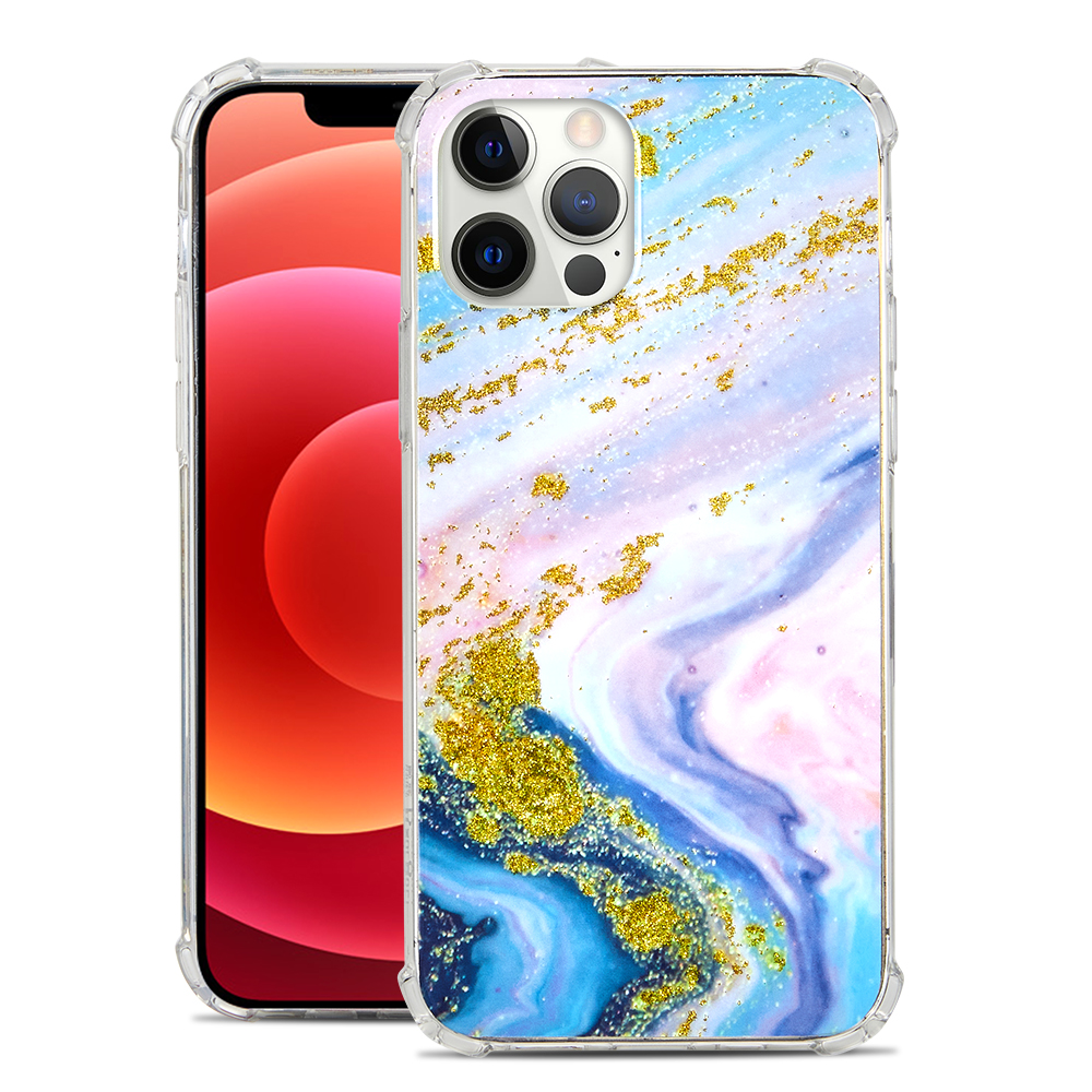 Funda protectora híbrida transparente de poliuretano termoplástico transparente con diseño de mármol brillante para Apple iPhone 12 /Pro Max - Imagen 24 de 28