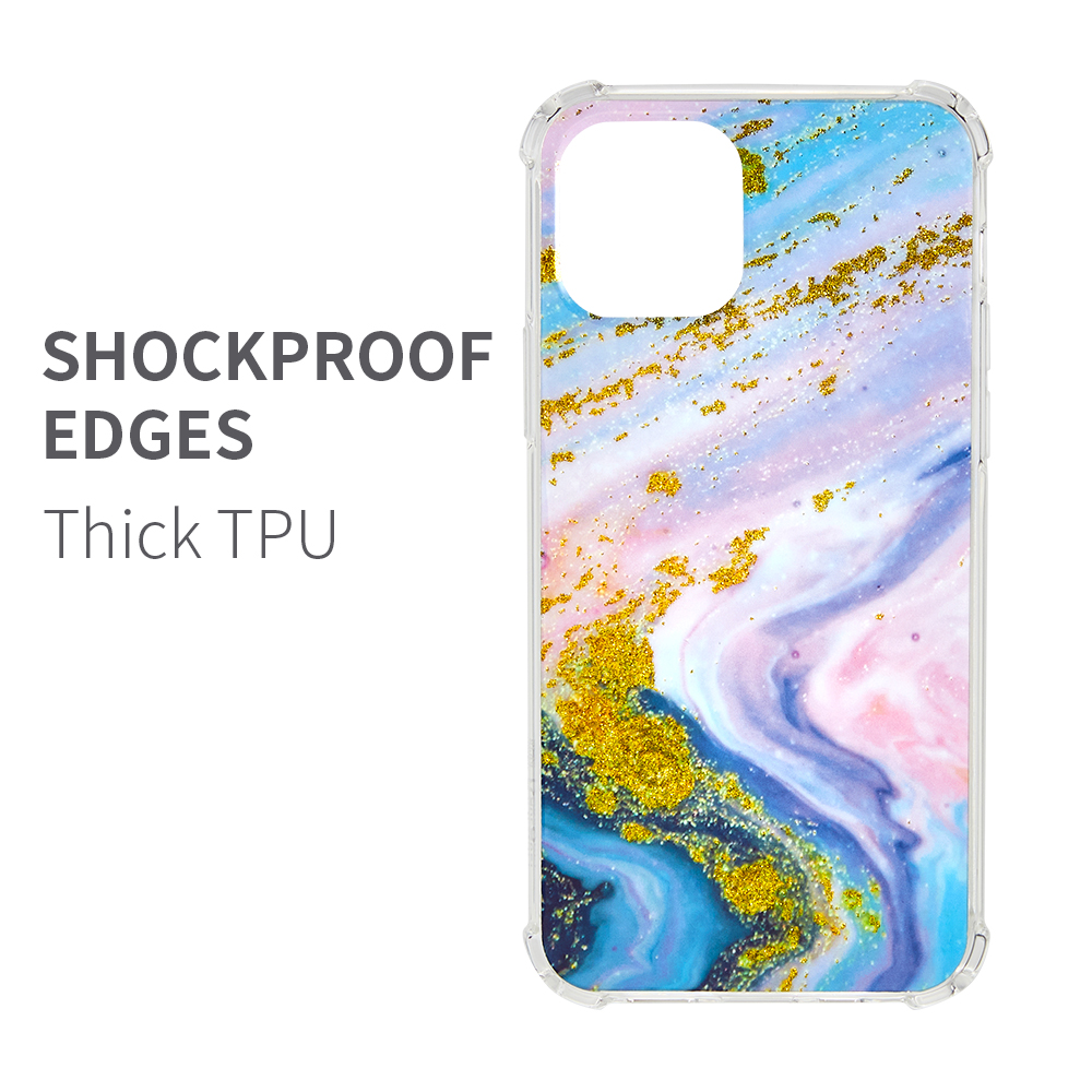 Funda protectora híbrida transparente de poliuretano termoplástico transparente con diseño de mármol brillante para Apple iPhone 12 /Pro Max - Imagen 25 de 28