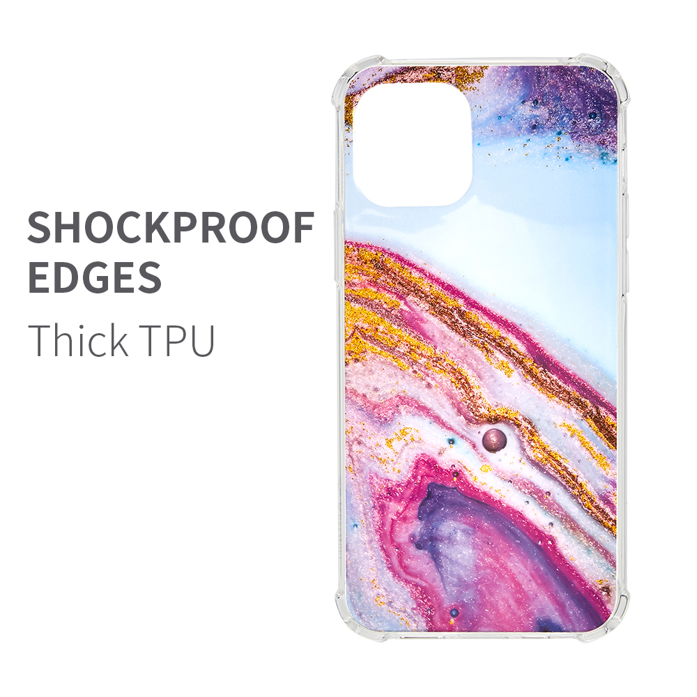 Funda protectora híbrida transparente de poliuretano termoplástico transparente con diseño de mármol brillante para Apple iPhone 12 /Pro Max - Imagen 10 de 28