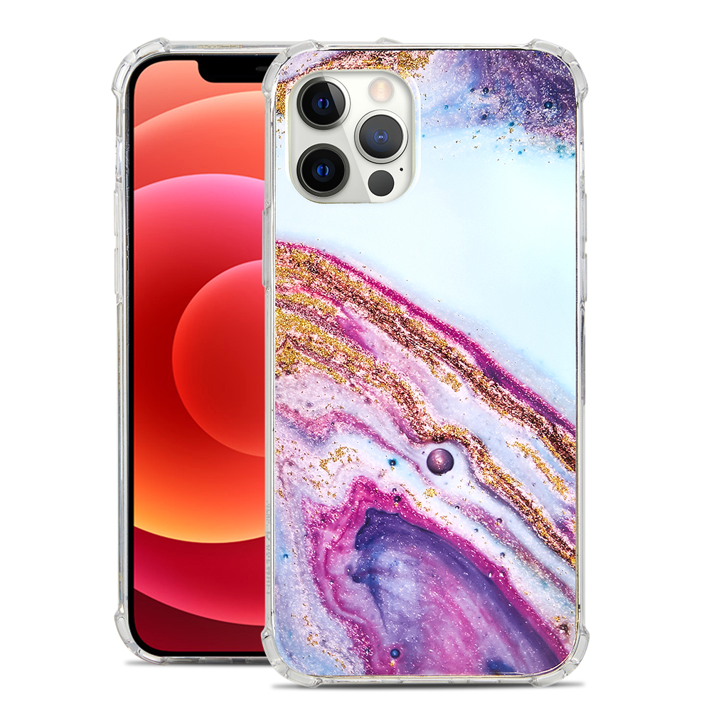Funda protectora híbrida transparente de poliuretano termoplástico transparente con diseño de mármol brillante para Apple iPhone 12 /Pro Max - Imagen 9 de 28