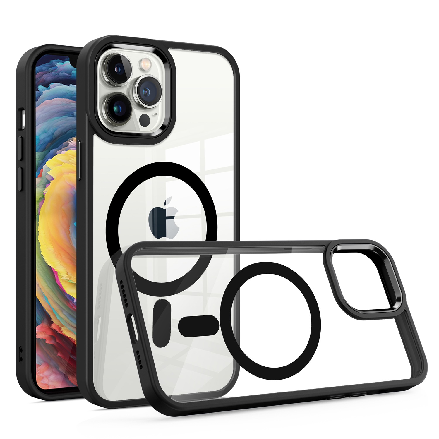 Für Apple iPhone 12 Pro Max MagSafe kompatibel klar TPU Farbe Rahmen Hülle Cover - Bild 8 von 28
