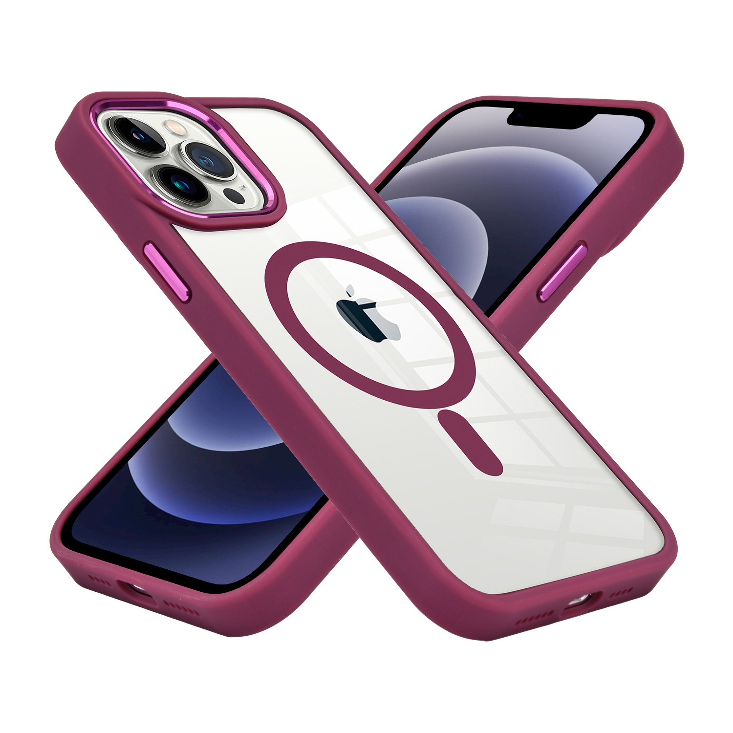 Für Apple iPhone 12 Pro Max MagSafe kompatibel klar TPU Farbe Rahmen Hülle Cover - Bild 2 von 28