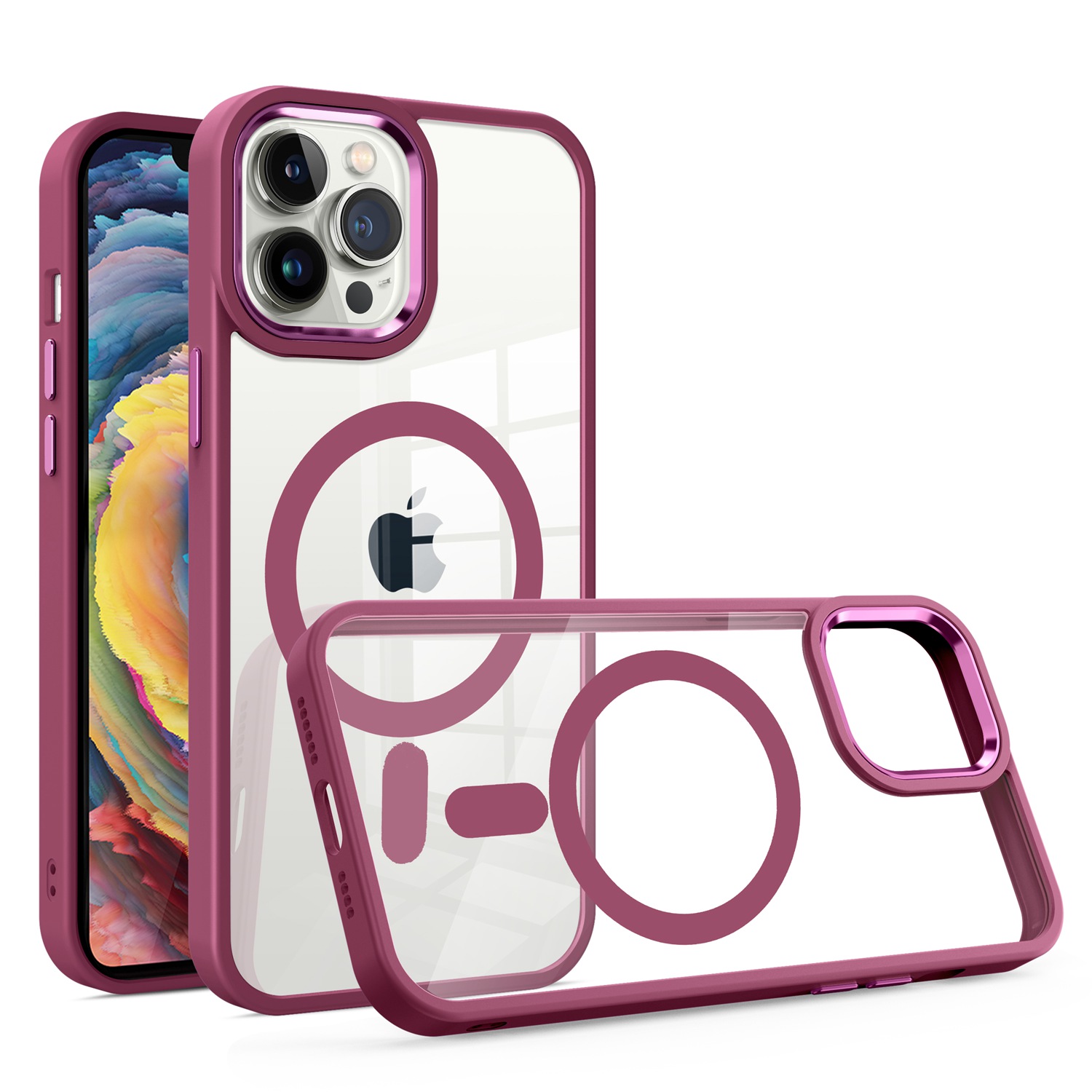 Für Apple iPhone 12 Pro Max MagSafe kompatibel klar TPU Farbe Rahmen Hülle Cover - Bild 4 von 28