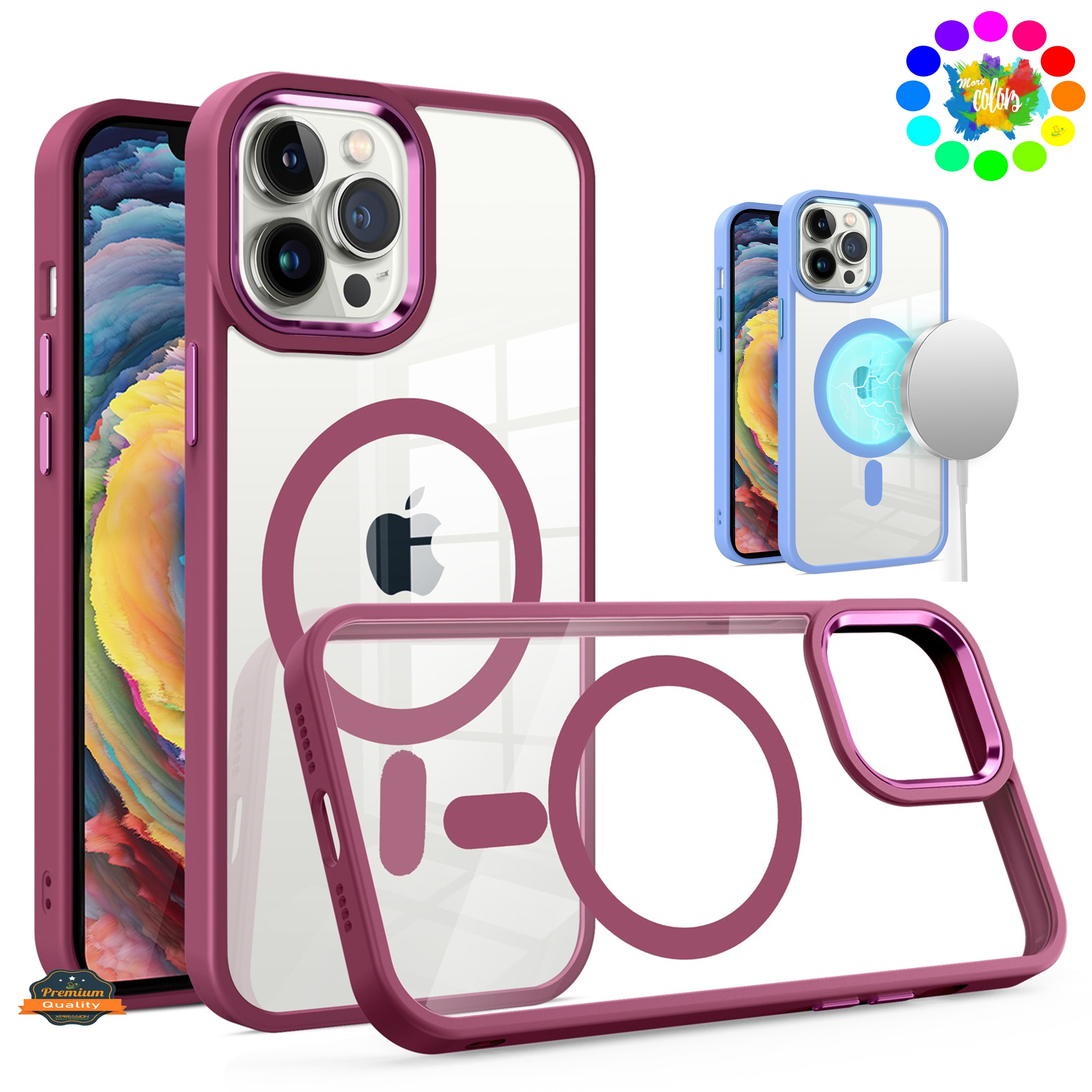Für Apple iPhone 12 Pro Max MagSafe kompatibel klar TPU Farbe Rahmen Hülle Cover - Bild 1 von 28